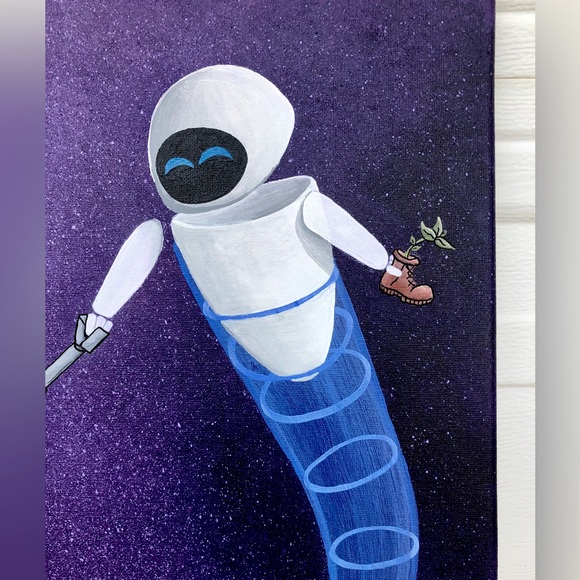 LARGE Beautifully Detailed Wall-E and Eve - Cartoon Painting - Picture 4 of 6